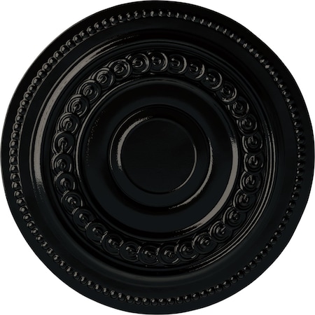 Ekena Millwork Oldham Ceiling Medallion (Fits Canopies up to 8 5/8"), Hand-Painted Black Pearl, 18"OD x 1 1/4"P CM18OLBPS